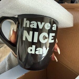 Chic Black Mug with White Text